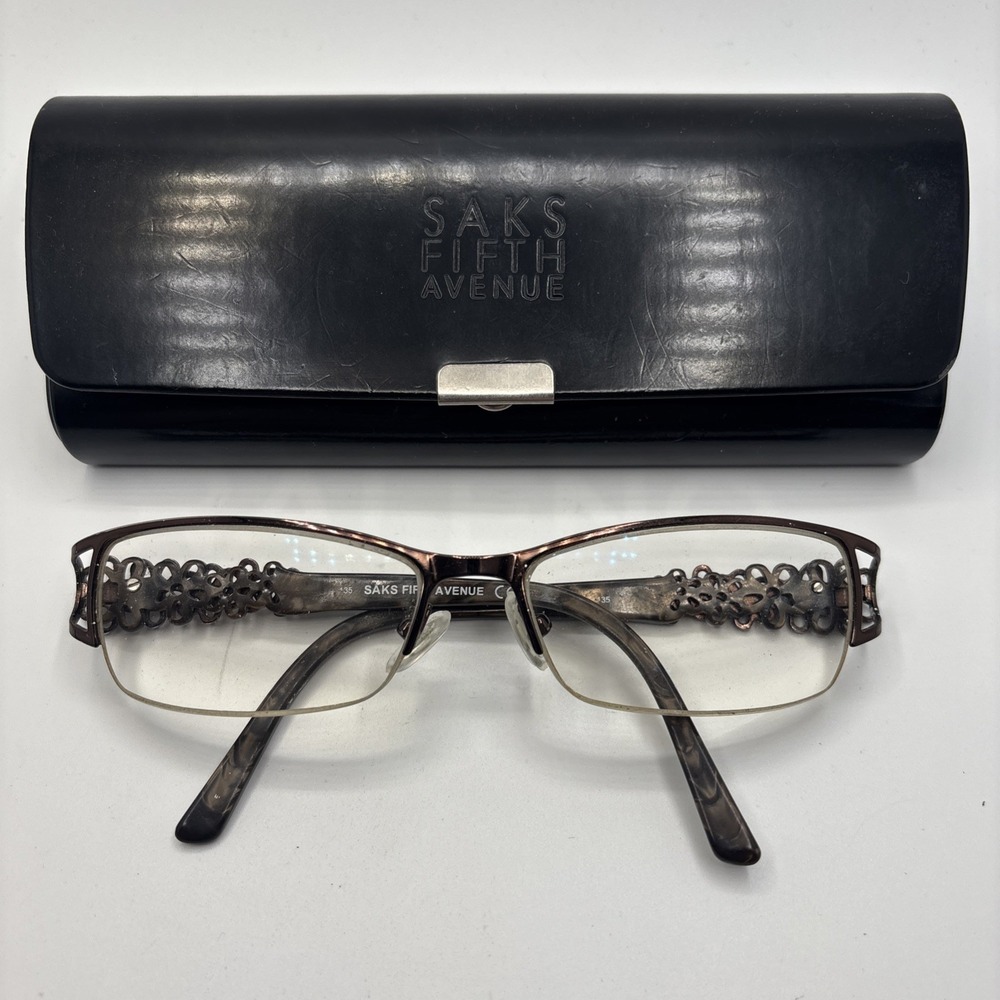 Saks Fith Avenue Eyeglasses SAKS 239 OJYN 54-16-135mm Brown Half Rim w/case